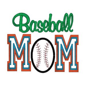 Applique Baseball Mom Machine Embroidery Design 4 Sizes, Instant Download image 2