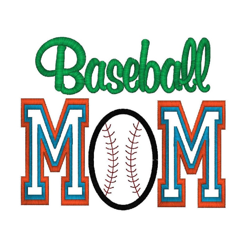 Applique Baseball Mom Machine Embroidery Design 4 Sizes, Instant Download image 2