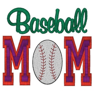 Applique Baseball Mom Machine Embroidery Design 4 Sizes, Instant Download image 3