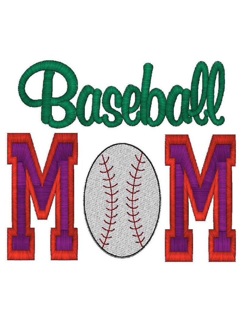 Applique Baseball Mom Machine Embroidery Design 4 Sizes, Instant Download image 3