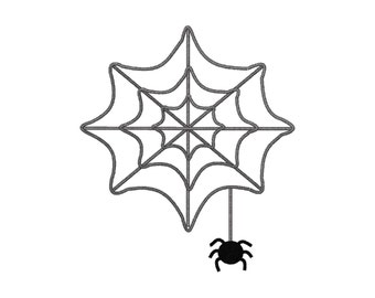 Spiderweb mit hängenden Spinne in 6 Größen, Maschine Stickerei Design