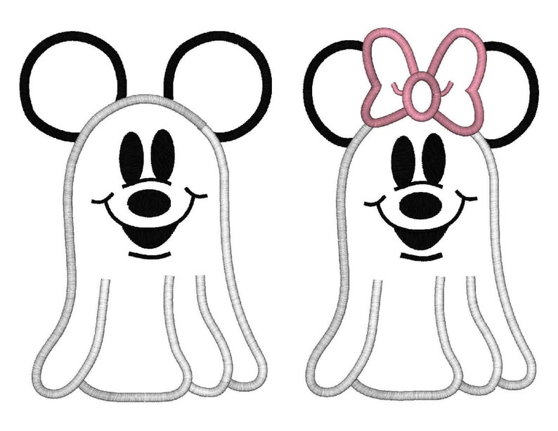 Mr. & Mrs. Mouse Ghost in 6 Sizes, Machine Embroidery Design image 4