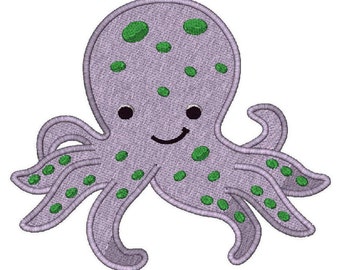 Filled Under The Sea Octopus in 4 sizes, Instant Download Machine Embroidery Design