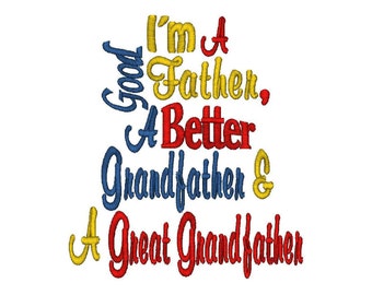 Beautiful Verse for Great Grandfather 4 Sizes Machine Embroidery Design