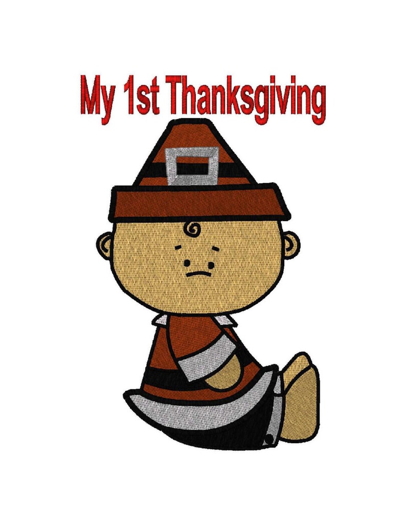 8 Designs, Boy & Girl Thanksgiving Pilgrims, 2 Text Designs, 8 Total Design Files image 3