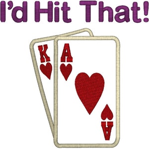 Blackjack Playing Cards Applique for Gambler 8 Sizes, Large & Small, Machine Embroidery Design image 4