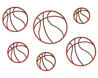 Basketball Applique in 6 Sizes, Machine Embroidery Design