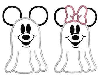 16 Designs, Mr. & Mrs. Mouse Ghost Applique 8 Sizes Each Ghost , Machine Embroidery Design