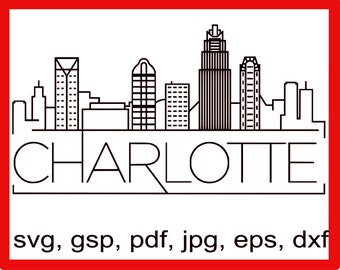 SVG, GSP Files, Charlotte North Carolina Skyline