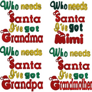 Who Needs Santa, I've Got Uncle, Machine Embroidery Design, 3 Sizes image 4