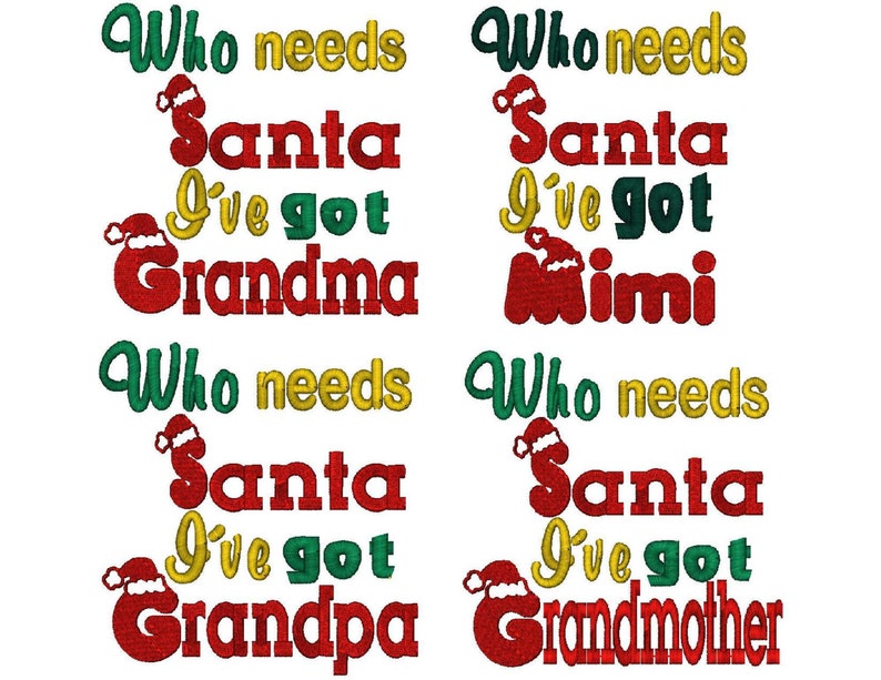 Who Needs Santa, I've Got Uncle, Machine Embroidery Design, 3 Sizes image 4