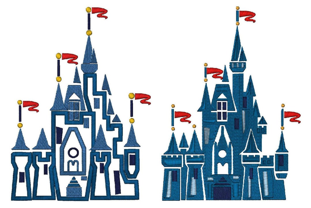 Filled & Applique Castle, 3 Sizes, 6 Files, Instant Download, Machine ...