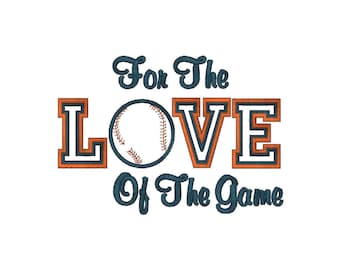 For The Love Of The Game,  Baseball Applique Instant Download