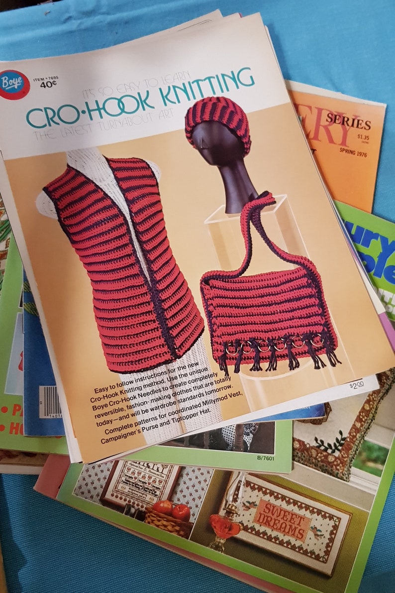 booklets and magazine items destash Needlepoint etc patterns HUGE LOT 45 plus Vintage 1970/'s Crochet