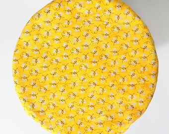 Reusable bowl cover stand mixer bumblebee yellow with glitter wings 100% cotton 9 to 10 inch bowl reversible unbleached cotton Kitchen Aid