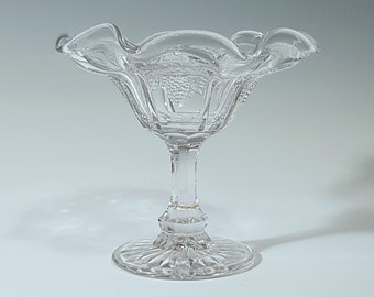Red Cliff Fenton Vintage clear crystal glass jelly compote with grapes harvest candy dish