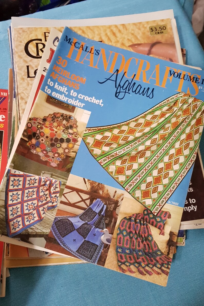 booklets and magazine items destash Needlepoint etc patterns HUGE LOT 45 plus Vintage 1970/'s Crochet