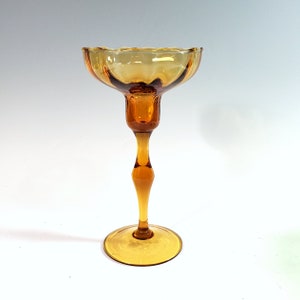 Empoli Italian blown glass optic candleholder, candlestick, amber glass