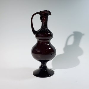Vintage 1970s cruet, dark amethyst glass, twist, hand blown