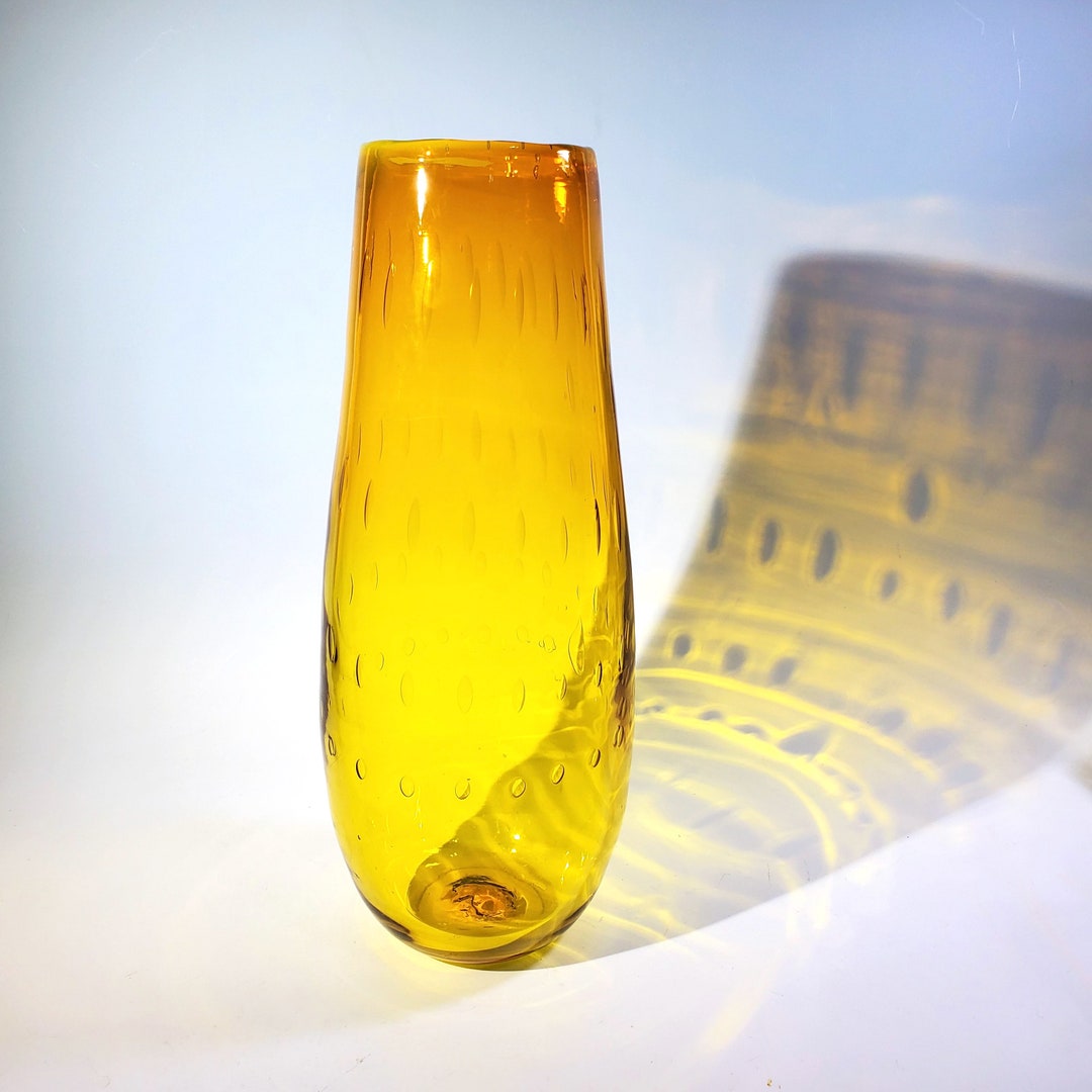 Blenko Rectangular Vase Blenko Vase #6744 Lemon 1968-1969 Controlled Bubble - Etsy