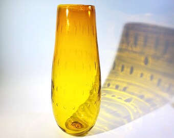Blenko Vase #6744 Lemon 1968-1969 controlled bubble