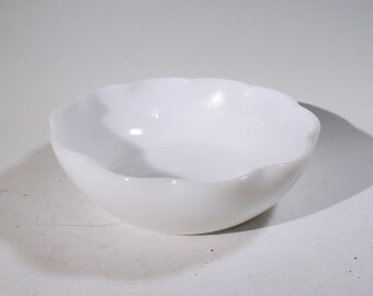 Milk glass bowl scalloped edge unknown maker