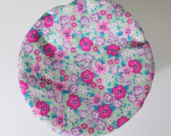 Reusable bowl cover stand mixer aqua teal pink purple floral 100% cotton 9 to 10 inch bowl reversible unbleached cotton Kitchen Aid