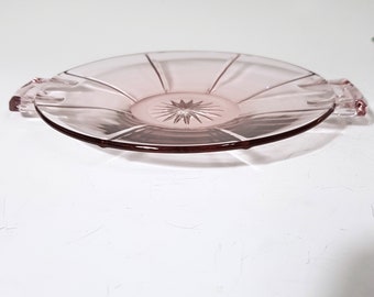 Light pink depression glass two handled dish, tidbit, nappy