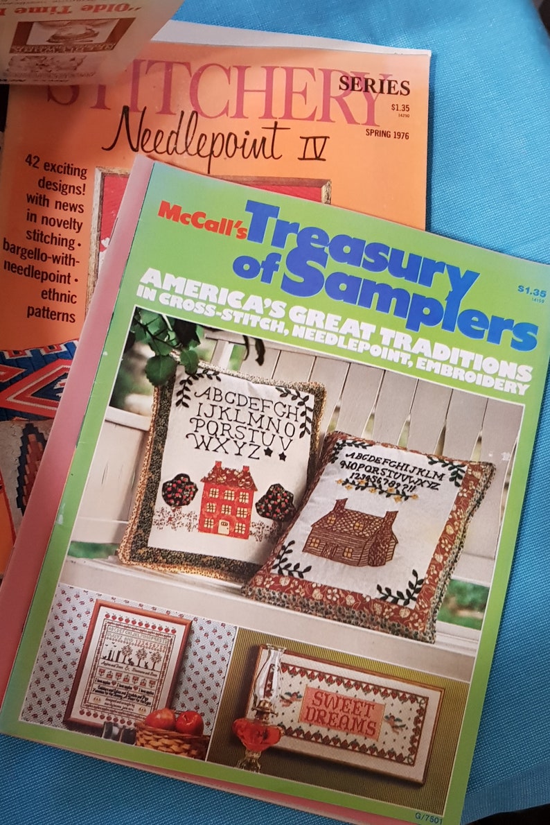 booklets and magazine items destash Needlepoint etc patterns HUGE LOT 45 plus Vintage 1970/'s Crochet