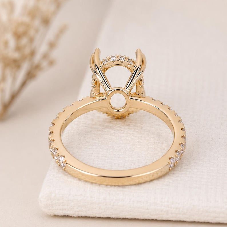 Custom Semi Mount Ring Setting Hidden Halo Engagement Ring Setting ...