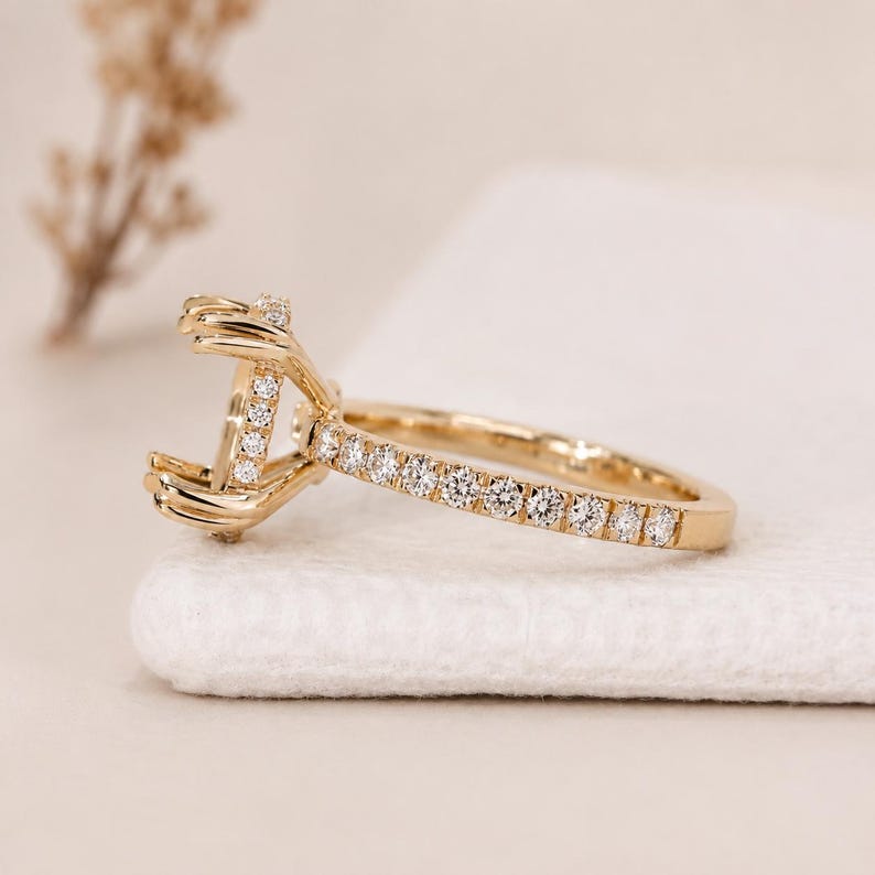 Custom Semi Mount Ring Setting Hidden Halo Engagement Ring Setting ...
