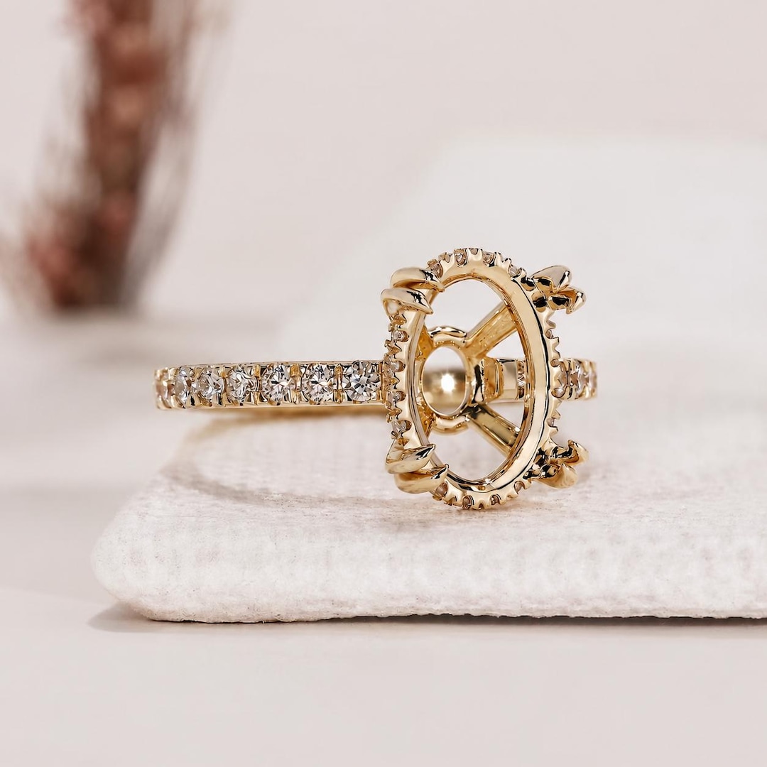 Custom Semi Mount Ring Setting Hidden Halo Engagement Ring Setting ...