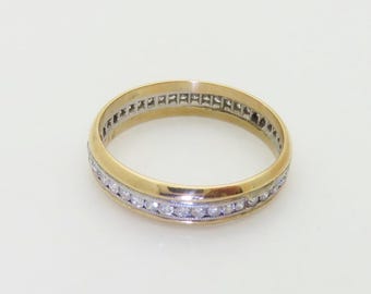 14k Diamond Eternity Band Natural Solid Gold Wedding Band Anniversary Ring Statement Gifts Bridal Migraine Vintage .66ctw Size 8.5 R1373