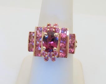 14k Rhodolite Garnet Rings Pink Sapphire Ring Solid Gold Jewelry Vintage Garnet Gift January Birthstone Anniversary 2nd Size 8 4.56ctw R1814