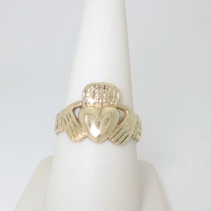 14k Irish Claddagh Ring Gold Wedding Band Celtic Heart Engagement Ring Solid Gold Irish Jewelry Blessing Ireland Men Woman Size 9.5 R1670