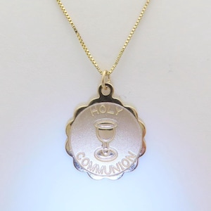 First Holy Communion Necklace Gifts 14k Solid Gold Jewelry Necklace Religious Catholic Sacrament Eucharist Gift For Daughter Son 18" N458
