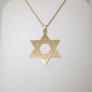 Gold Jewish Star Necklace Israel David Judaism 14K Solid Gold 20 &quot; PN078