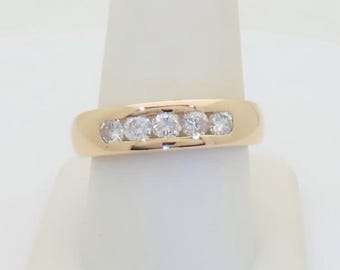 14k Gold Mens Diamonds Ring Natural Real Diamond Jewelry Anniversary Gift Husband Pinky Ring Executive Rings .75ctw 5 Stone Size 9.75 R1815