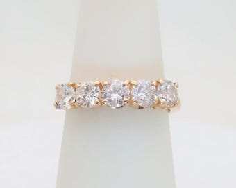 14k Gold Diamond Rings Natural Diamonds Wedding Band Anniversary Ring Bridal Jewelry Gift Wife Bride Maximum Sparkle 5 Stone Size 5.5 R1172