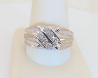 Gold Mens Diamonds Ring Natural Real Diamond Jewelry Anniversary Rings Gift for Husband Pinky Ring Executive April  48ctw 10k US 12.25 R1336