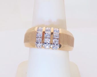 14k Gold Mens Diamonds Ring Natural Real Diamond Jewelry Anniversary Gift Husband Pinky Ring Executive Rings .24ctw 12 Stone Size 8 R1799