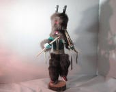 Indian Kachina Doll Native American Hand Wrought Antelope Removable Headdress Signed