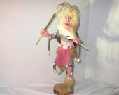 Indian Doll Kachina Native American Hand Wrought Spear Dancer Signed