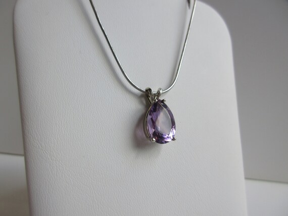 White Gold Amethyst Necklace Solitaire Pear 14k S… - image 5