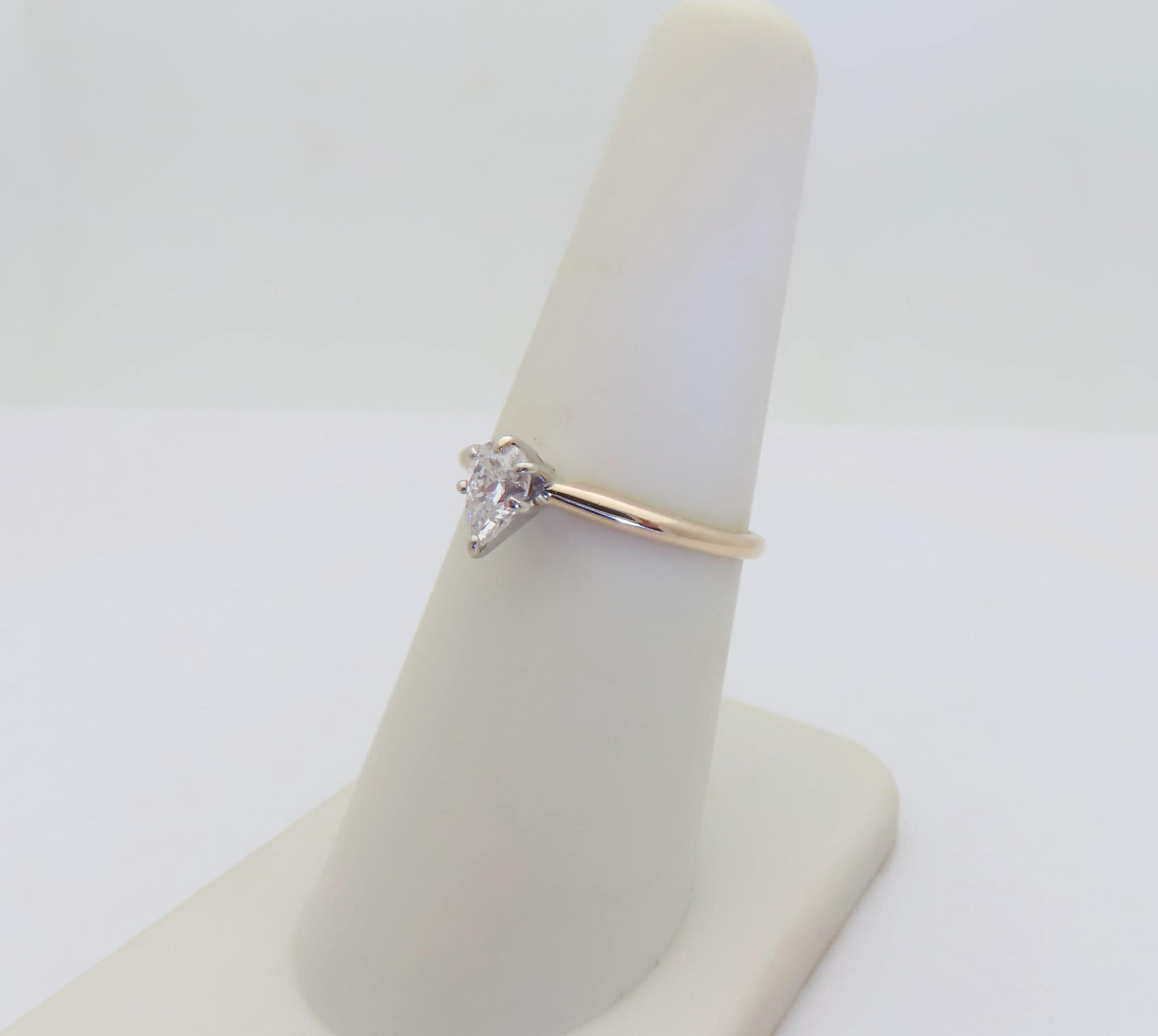 14k Pear Diamond Engagement Rings Solitaire Natural Brilliant Solid ...