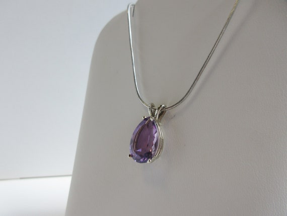 White Gold Amethyst Necklace Solitaire Pear 14k S… - image 3