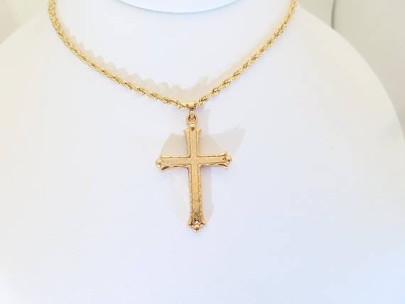 14K Solid Gold Cross Necklace Pendant Religious J… - image 2