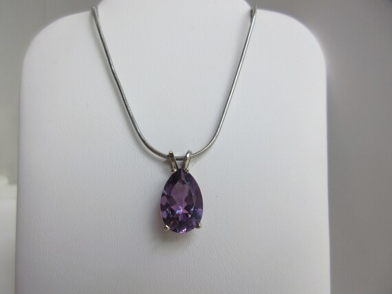 White Gold Amethyst Necklace Solitaire Pear 14k S… - image 4