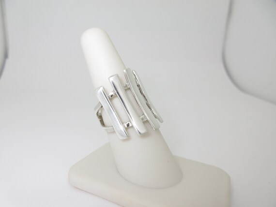 Sterling Abstract Ring Designer Statement Cocktai… - image 4
