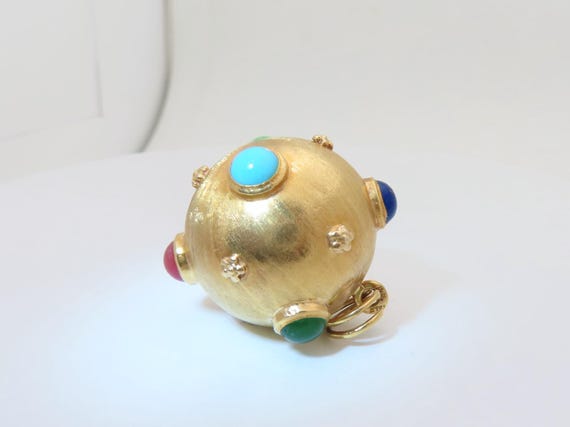 18k Solid Gold Multistone Outer Space Charm Orbit… - image 2